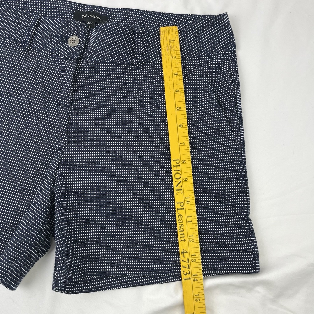 The Limited Chino Golf Shorts Navy Blue White Dots Pockets Button Women's Size 8 - Picture 11 of 13